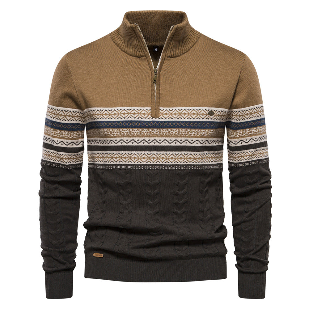 Bryant - Modischer Herrenpullover mit Streifen und Reißverschluss