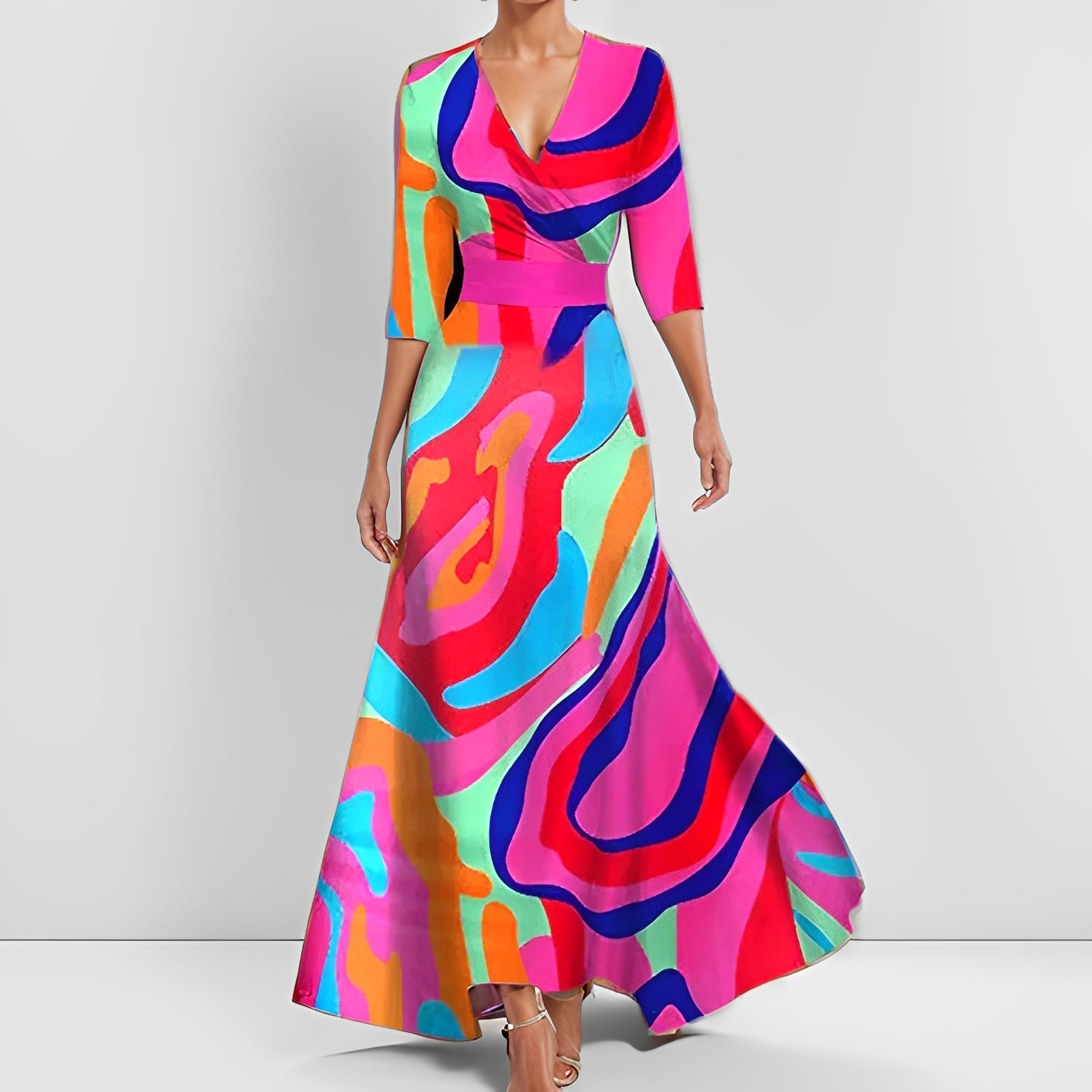 Delores - Maxilanges Blumenkleid mit langen Ärmeln