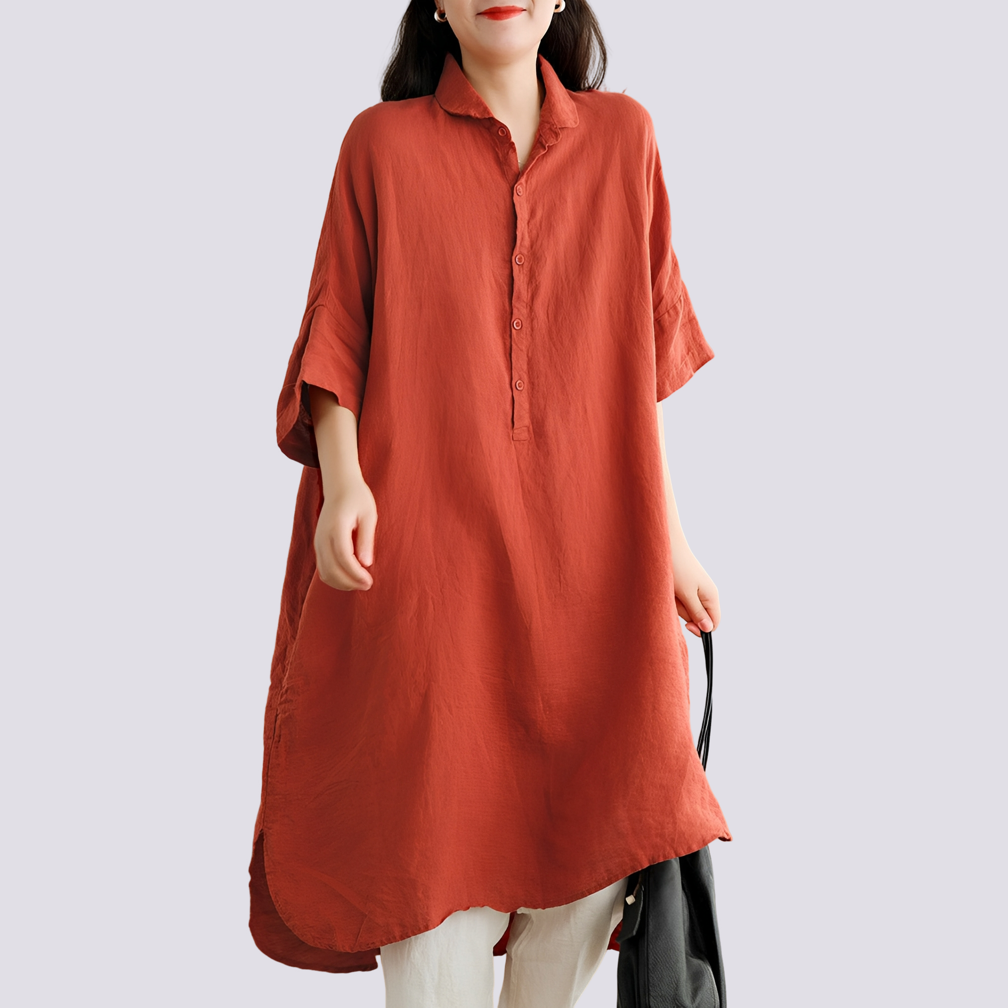 Deborah - Weites und lässiges Hemdblusenkleid für Frauen