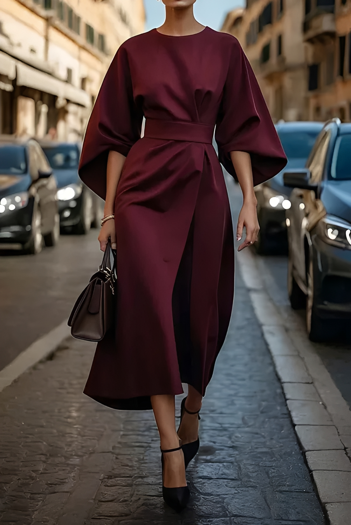 Vera - Elegantes Midikleid mit Tailleakzent
