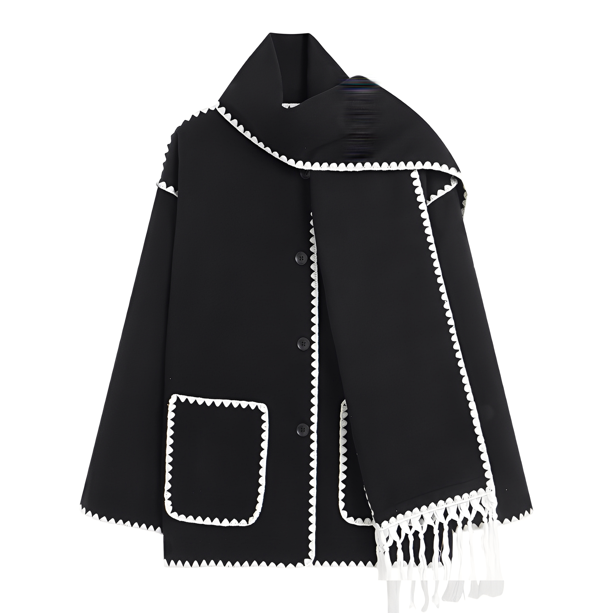 Amilia - Damen-Wolljacke, elegant und lässig geschnitten, mit Schal
