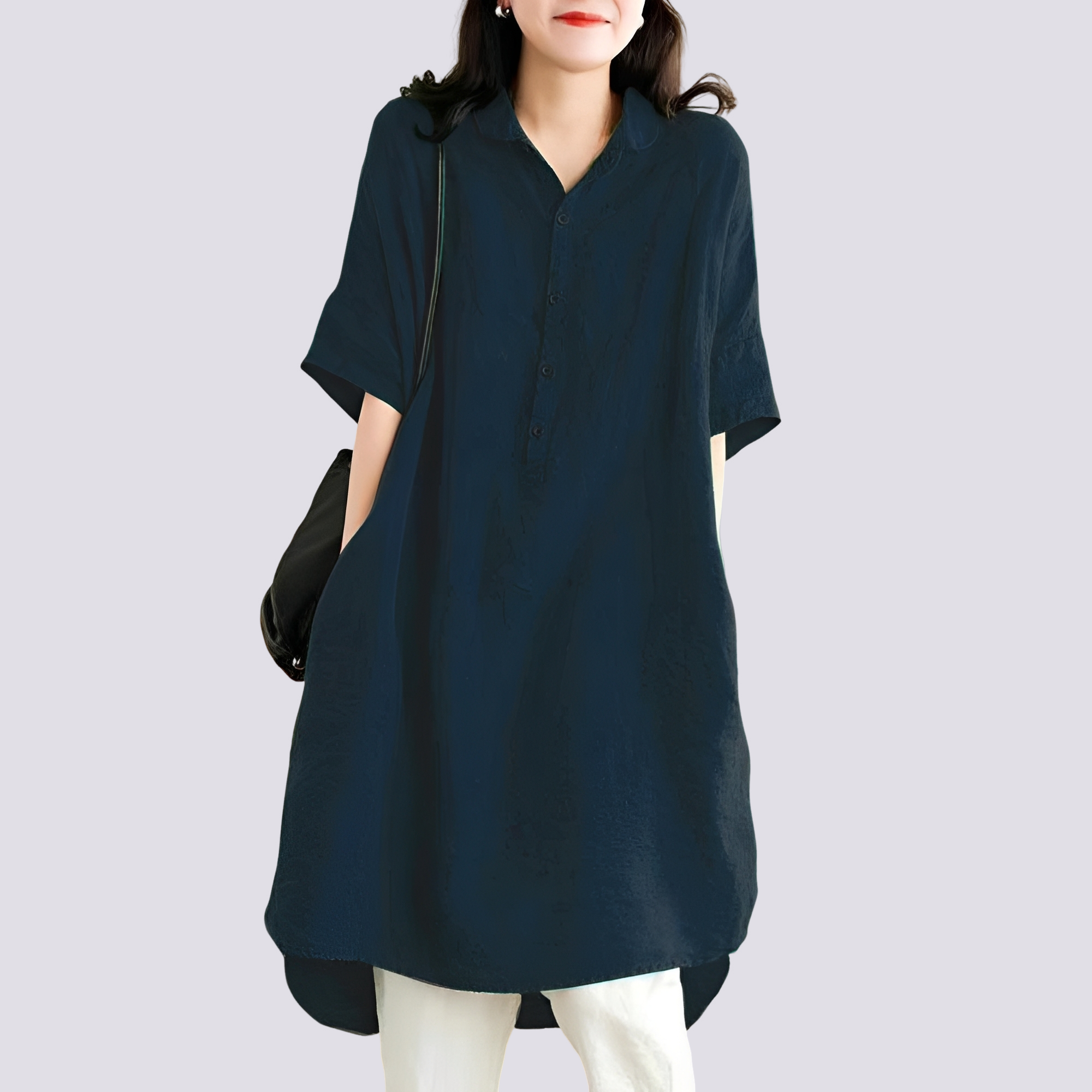 Deborah - Weites und lässiges Hemdblusenkleid für Frauen