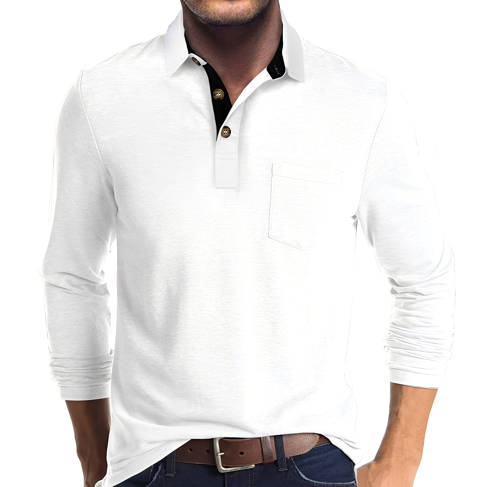 Marty - Locker geschnittenes Langarm-Poloshirt für Herren