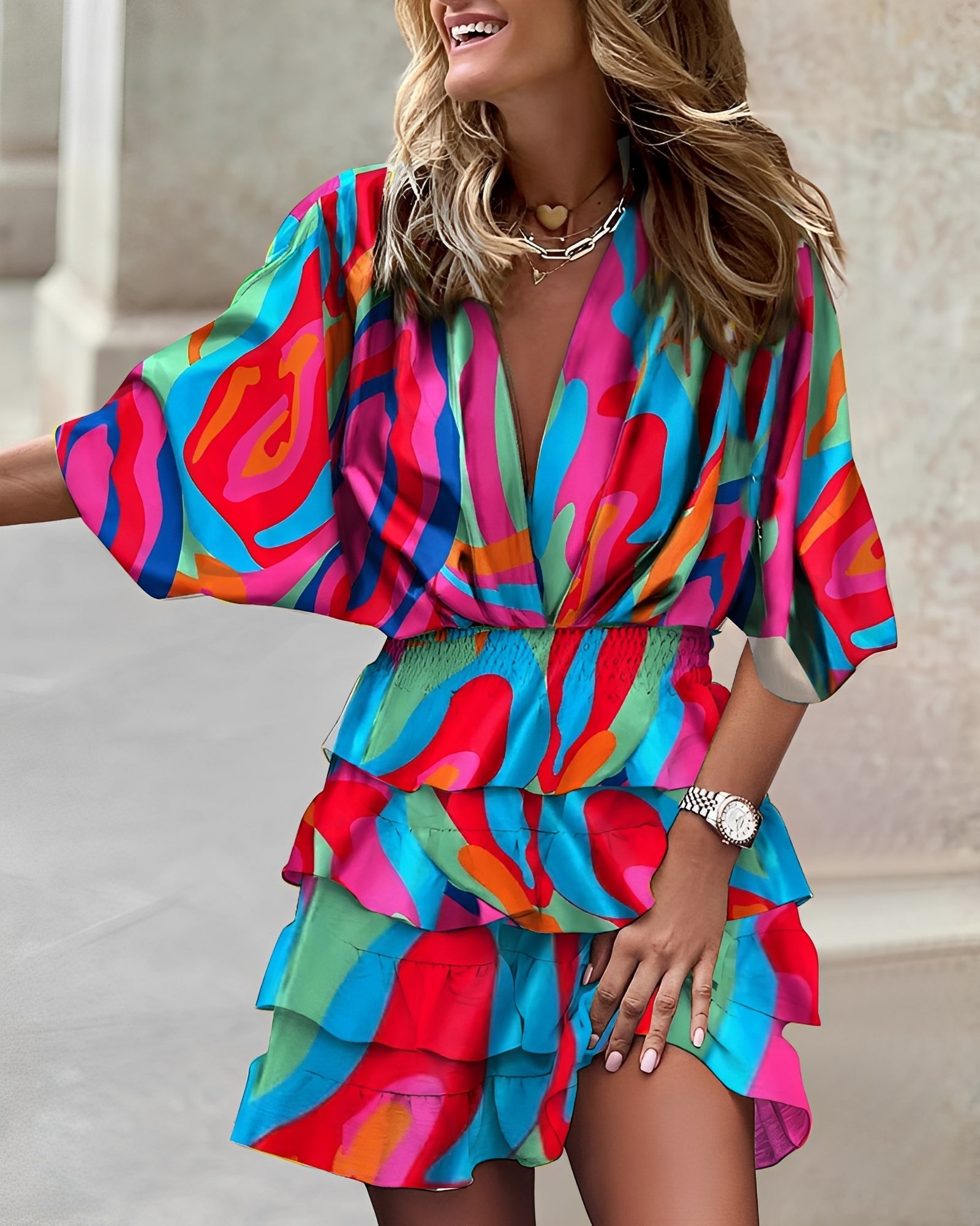 Margie - Stilvolles, asymmetrisches Damen-Minikleid