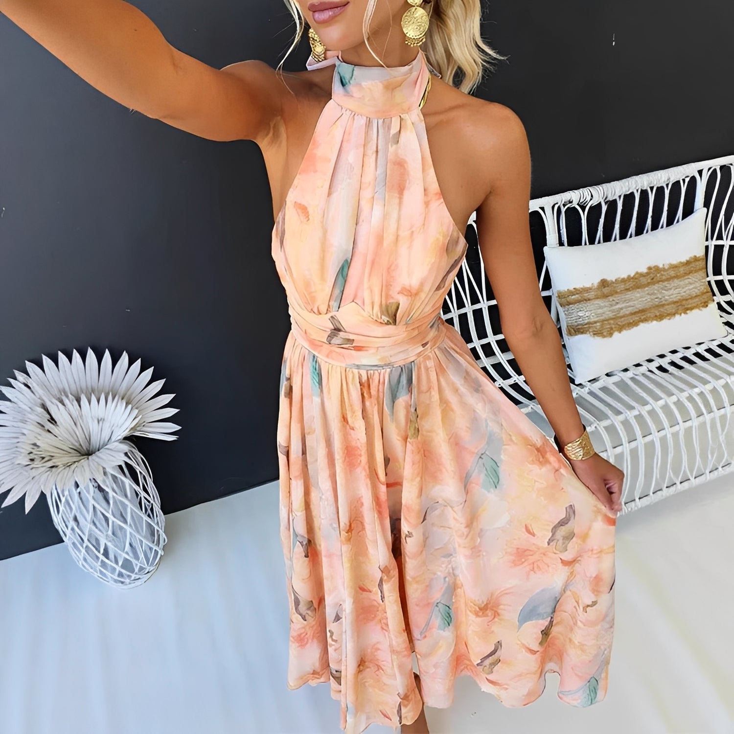 Leona - Elegantes, farbenfrohes Damenmaxikleid