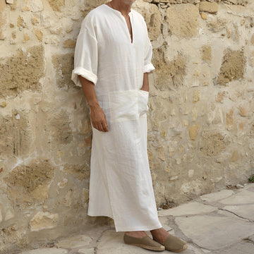 Josiah - Langes, einfaches Herrenhemdkleid mit Schlitz