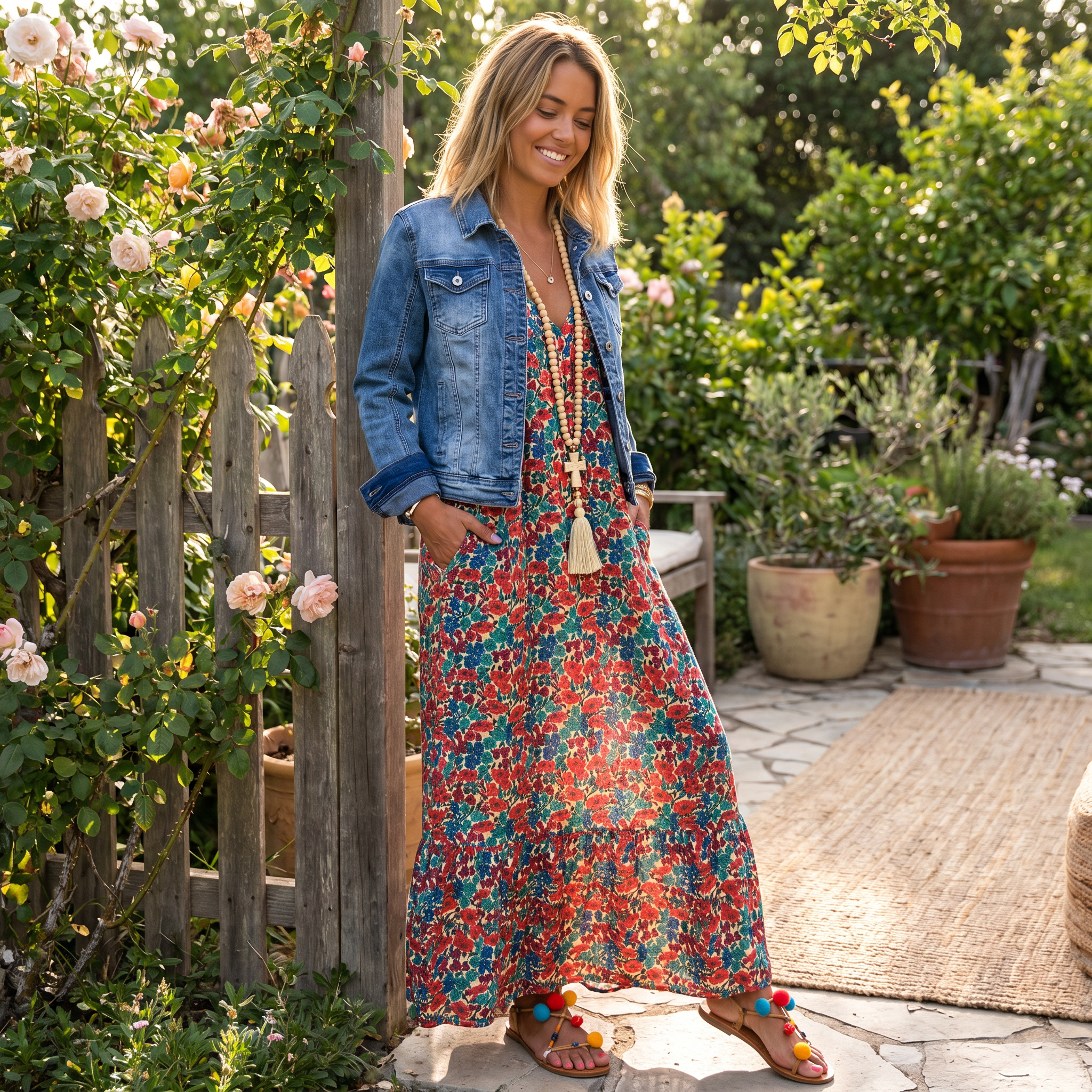 Shalisha - Elegantes Bohemian V-Ausschnitt Kleid