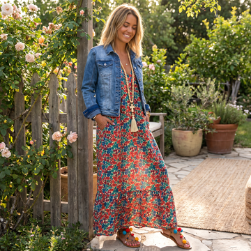 Shalisha - Elegantes Bohemian V-Ausschnitt Kleid