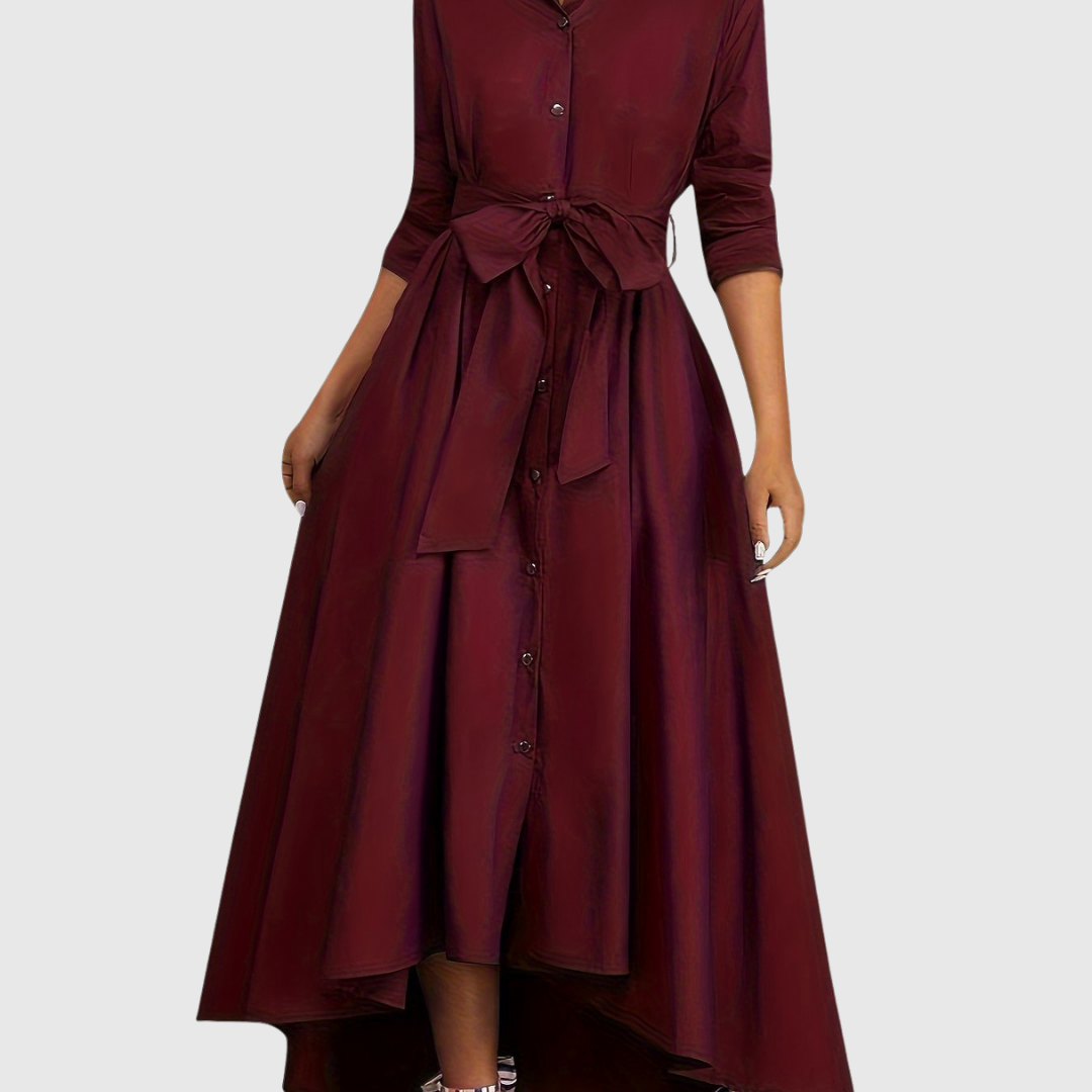 Livienne – Maxikleid Elegant mit Tailliertem Gürtel