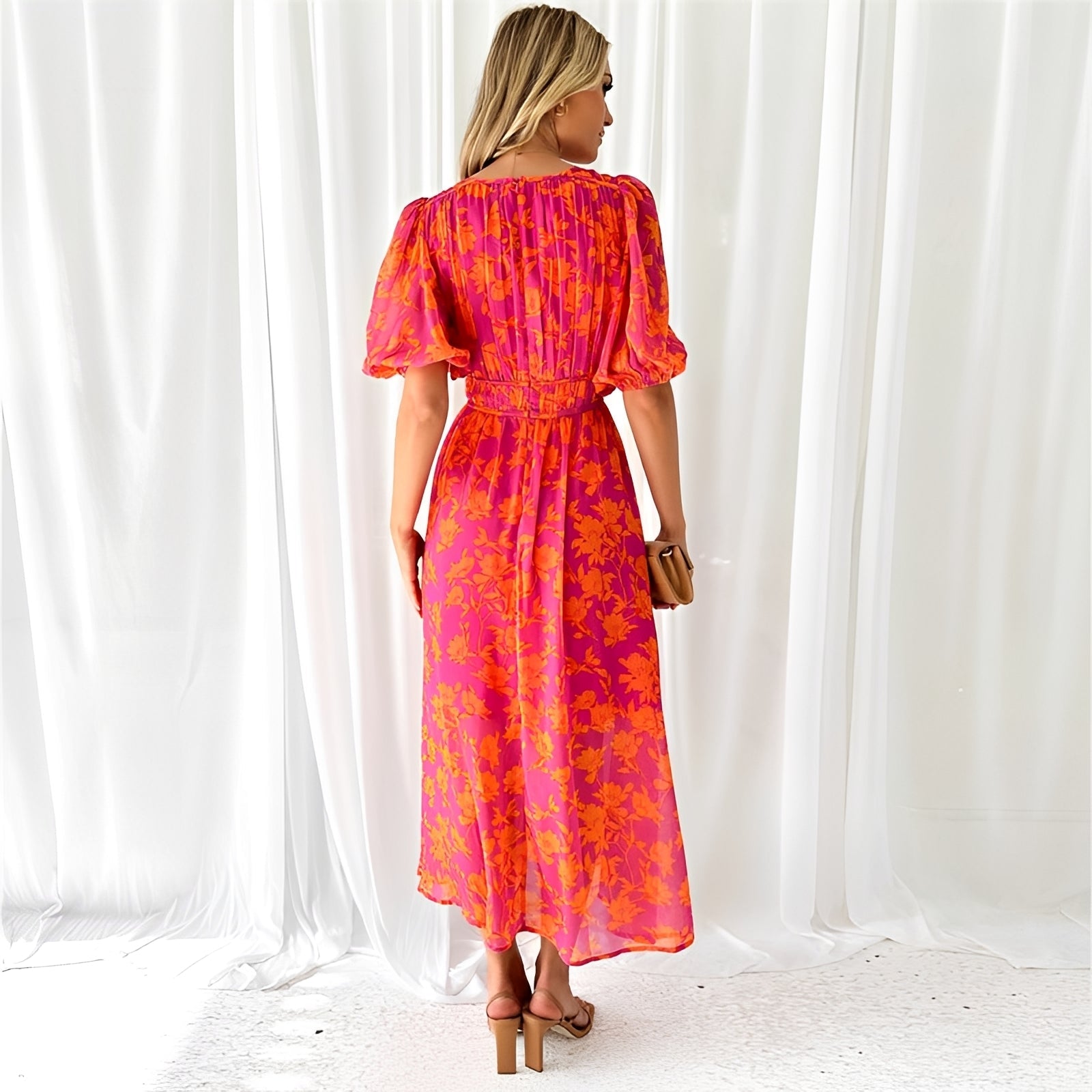 Louisa - Blumenmuster, komfortables Midikleid