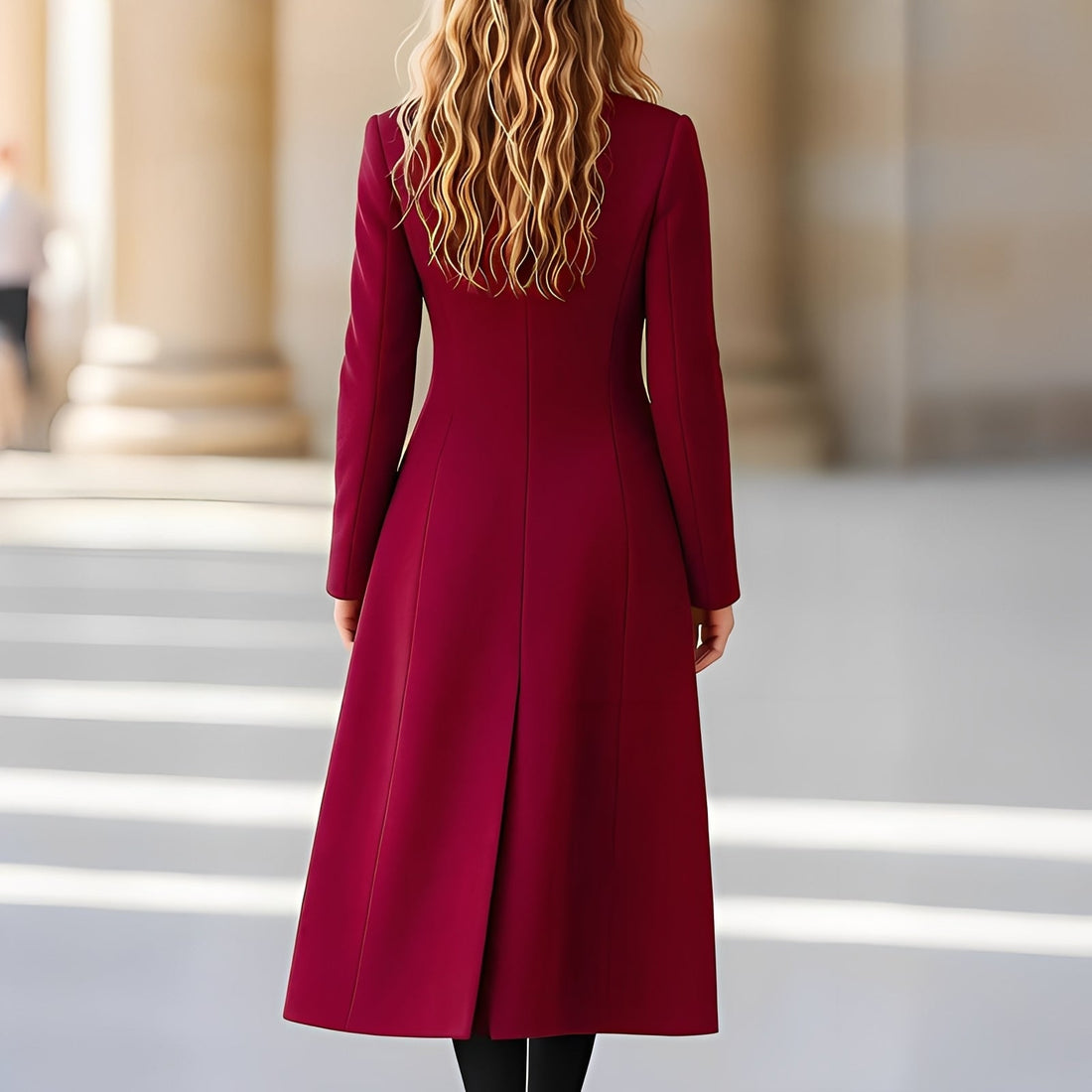 Chrissy - Stilvoller langer Zweireihermantel für Damen