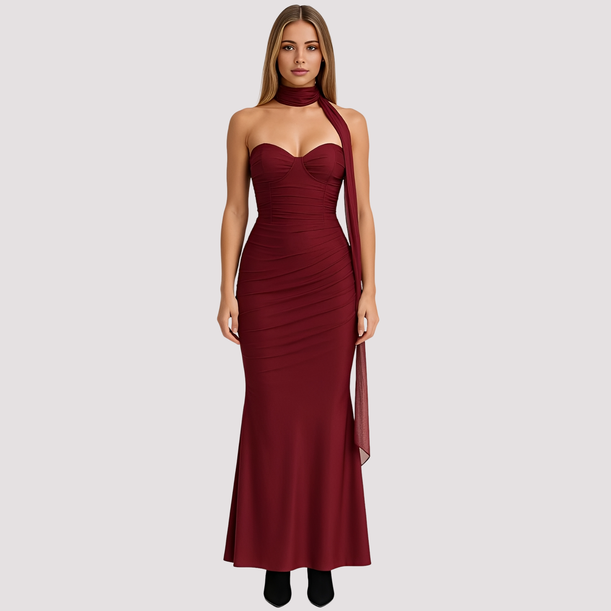 Antonia - Elegantes Kleid mit Choker-Ausschnitt in schmalem Schnitt