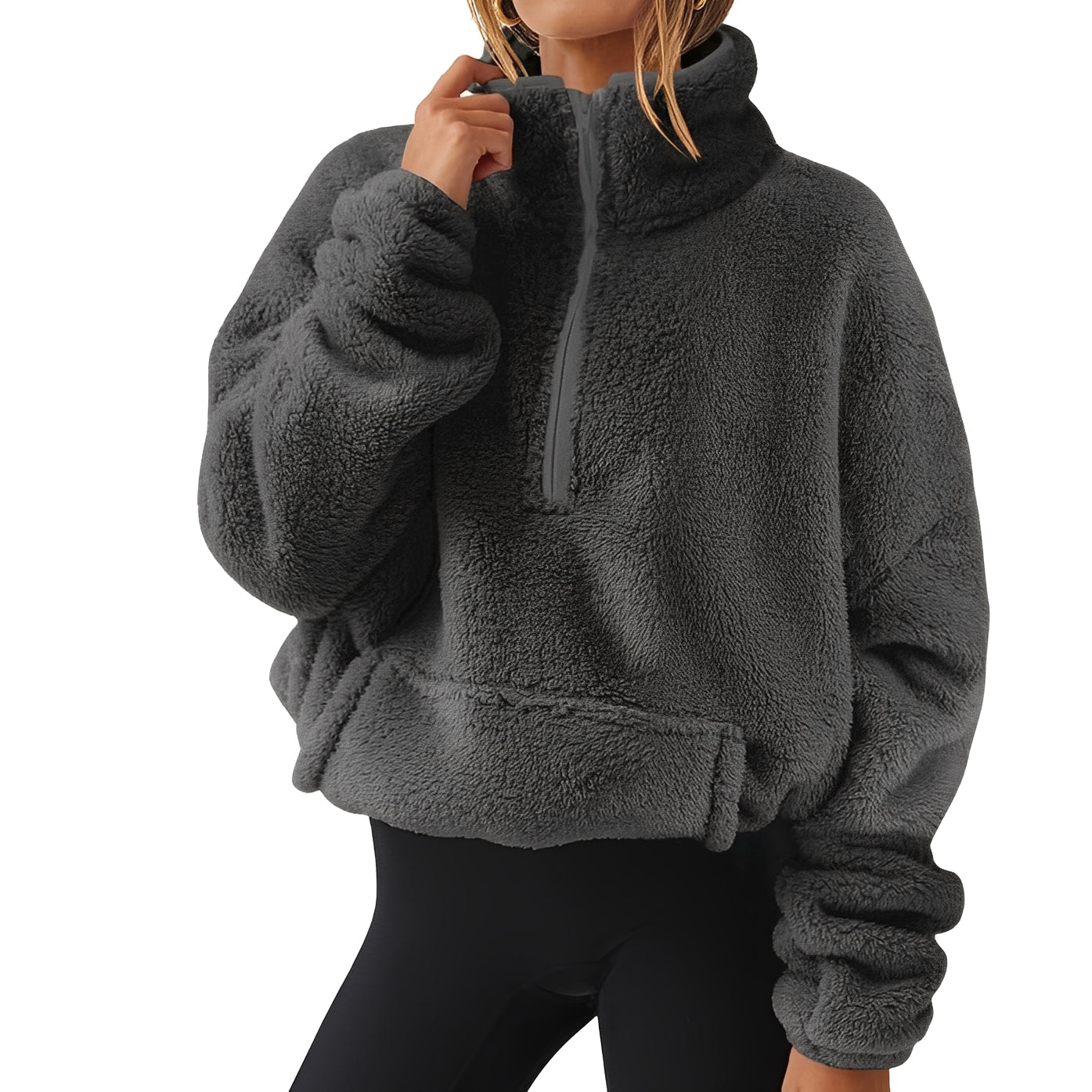 Tiffany - Gemütlicher Samtpullover mit halbem Reißverschluss für Damen