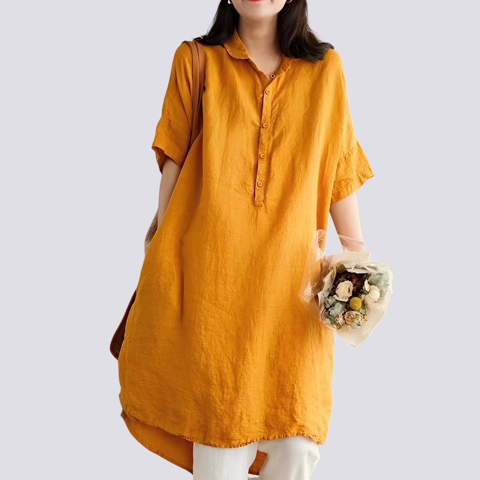 Deborah - Weites und lässiges Hemdblusenkleid für Frauen