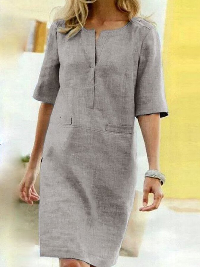 Rieke – Gerades Kleid mit V-Schlitz