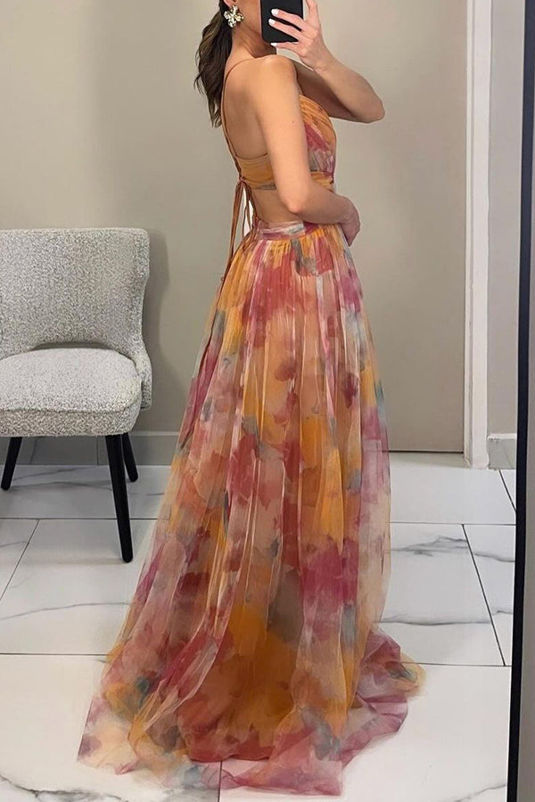 Alina – Lang geschnittenes Kleid mit V-Ausschnitt für Hochzeitsgäste