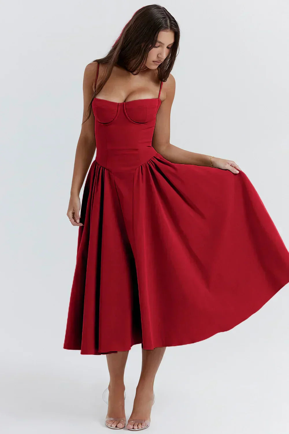 Cheri - Midikleid mit Trägern und offenem Rücken