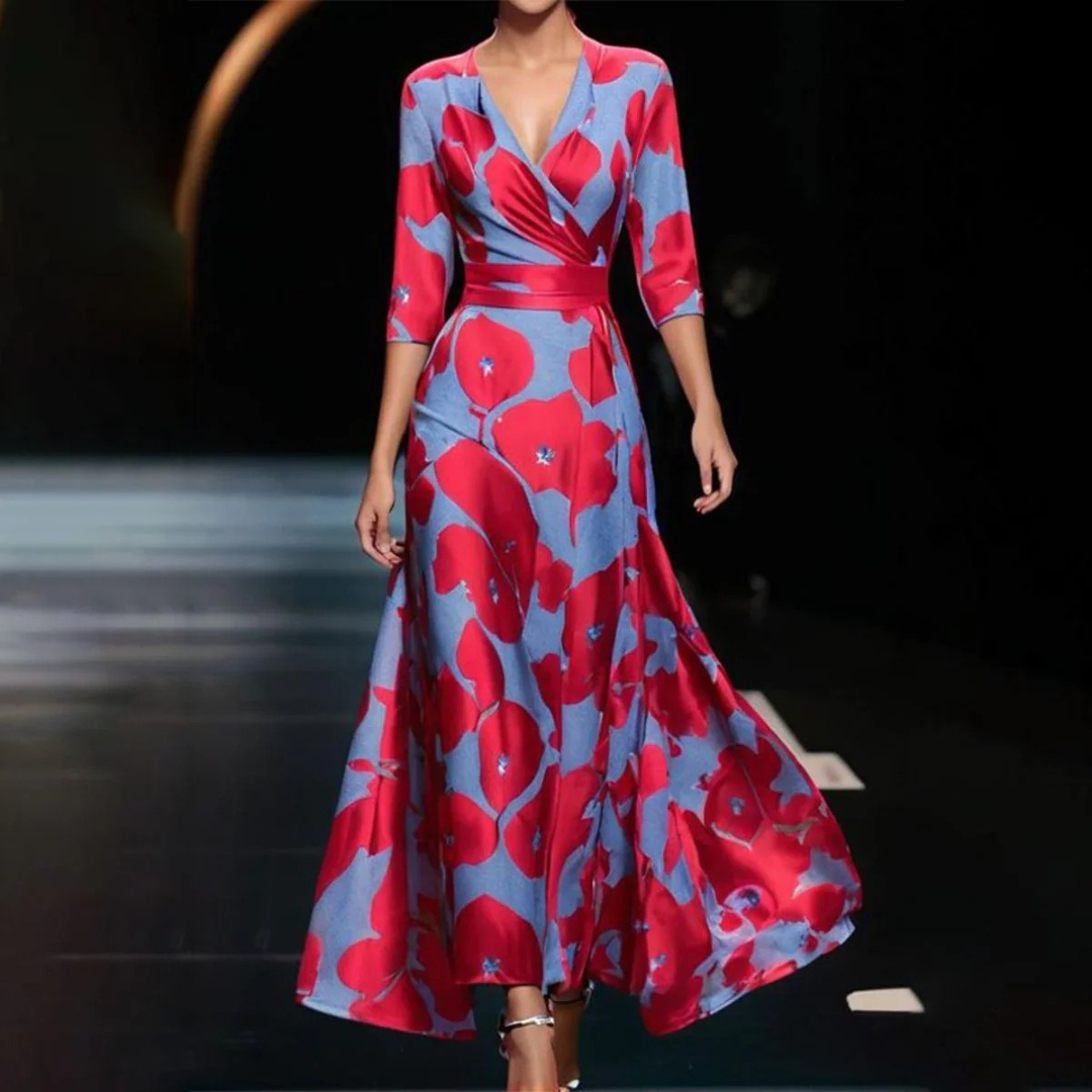 Yuna - Blumenmuster-Wickelkleid