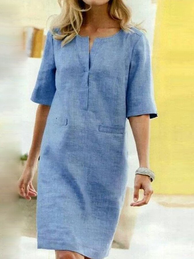Rieke – Gerades Kleid mit V-Schlitz