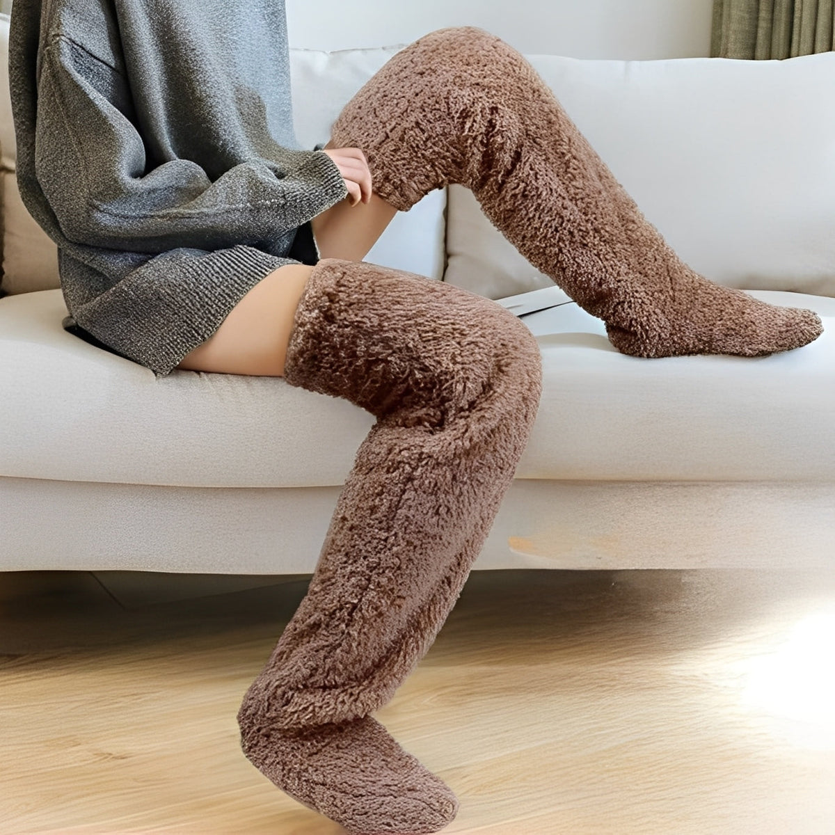 Camellia - Warme Winter-Damensocken über das Knie