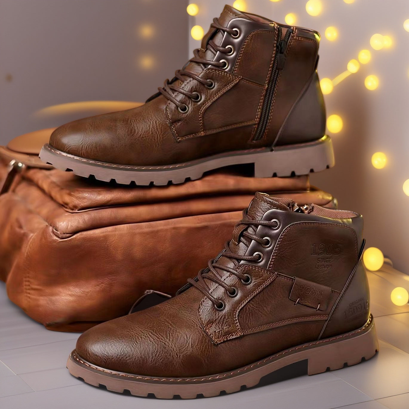 Andy - Stilvolle Herren-Lederstiefeletten mit Reißverschluss