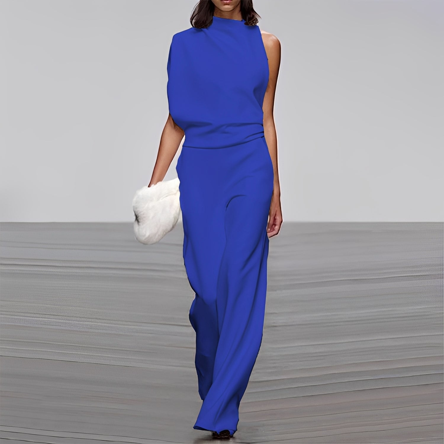 Lucie - Stilvoller, glänzender Ein-Schulter-Jumpsuit für Damen