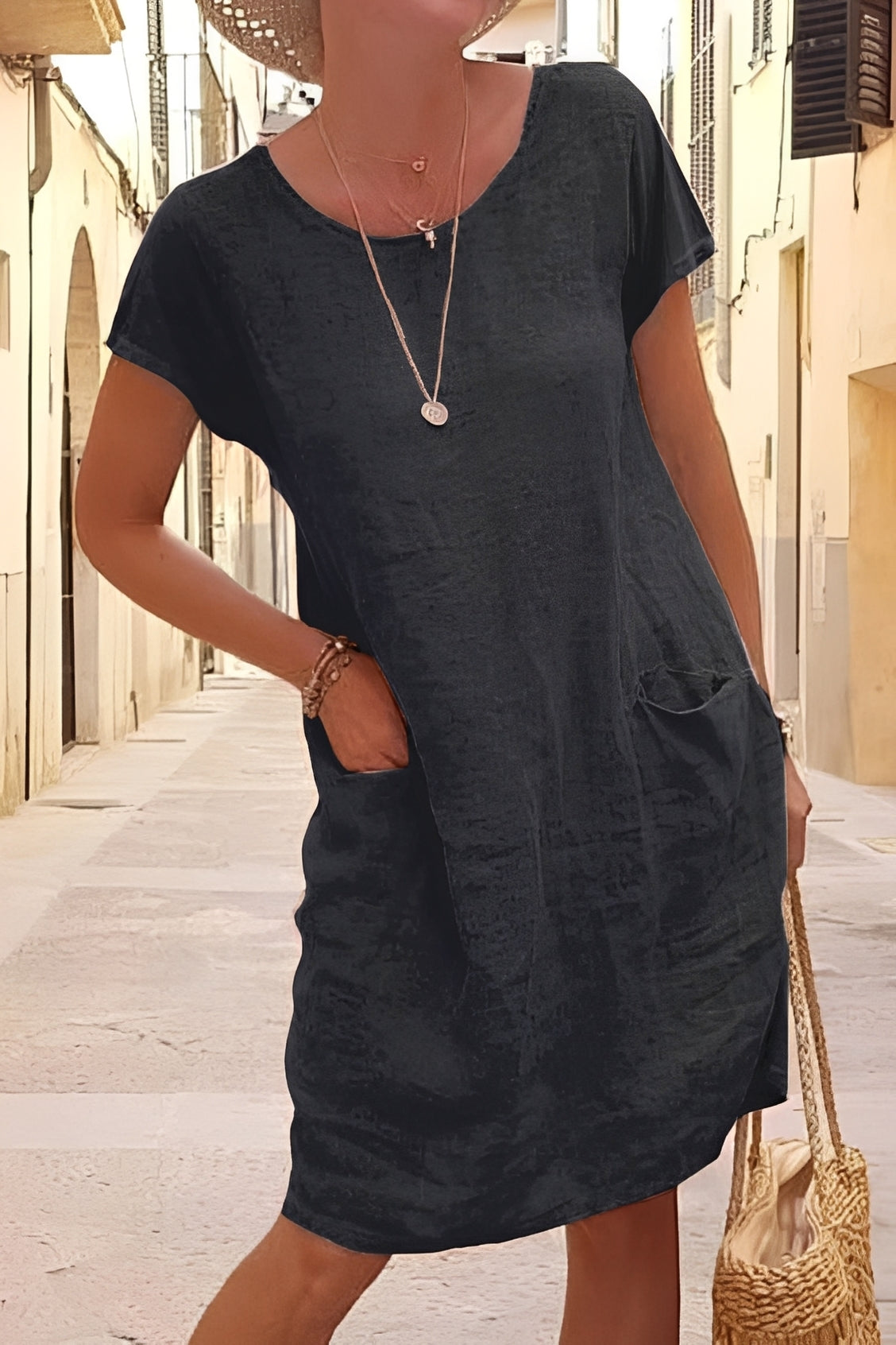 Gabrielle - Damen-Kurzarmkleid in lang