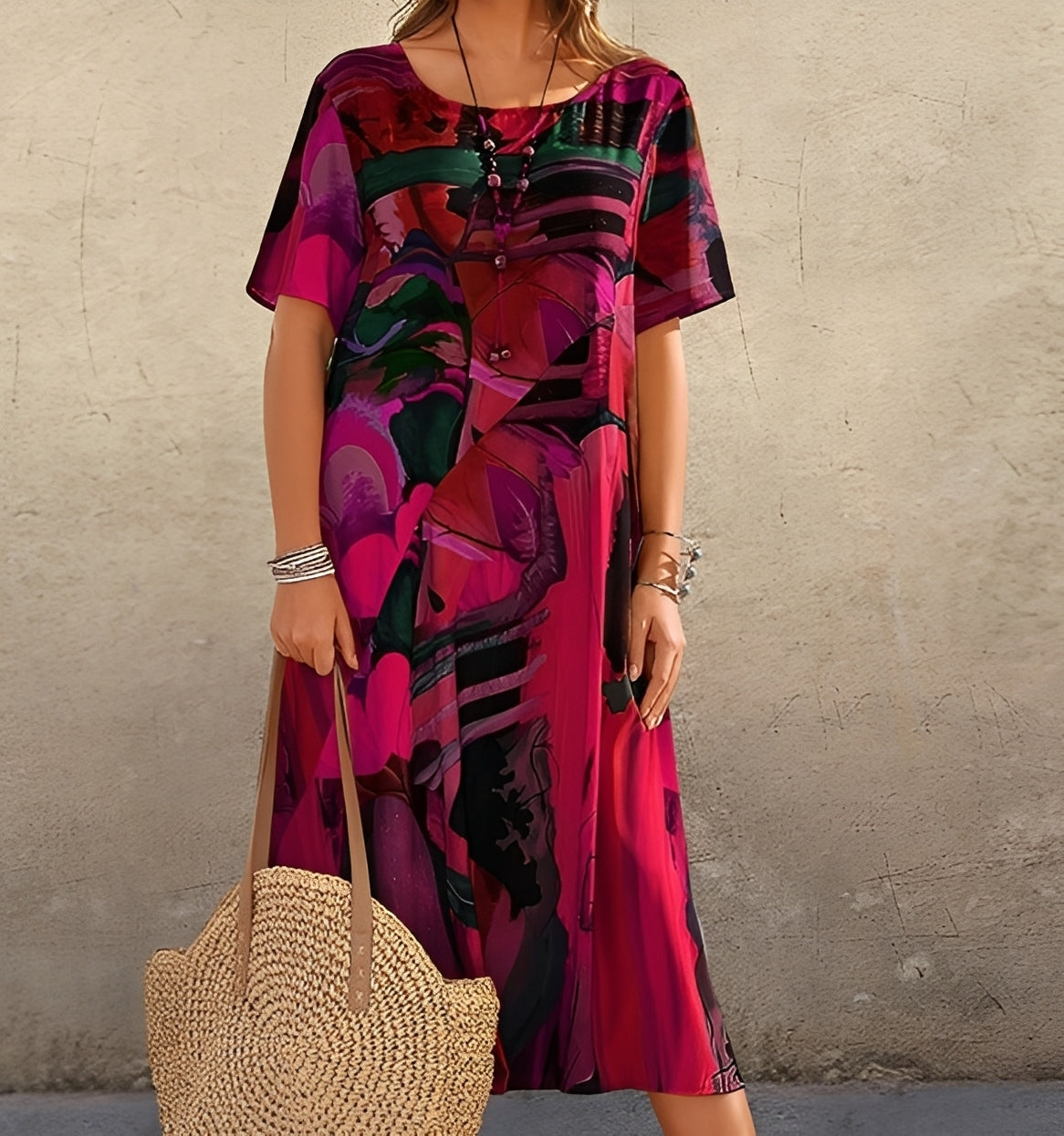 Alexa - Schickes Kleid mit weitem Schnitt und Druck für Damen