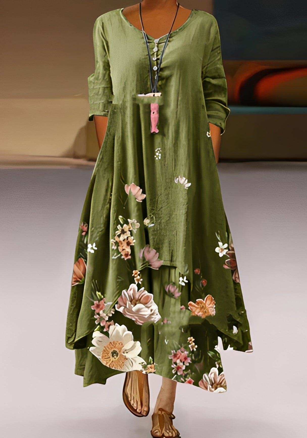 Belle - Elegantes und fließendes Kleid mit Muster für Damen