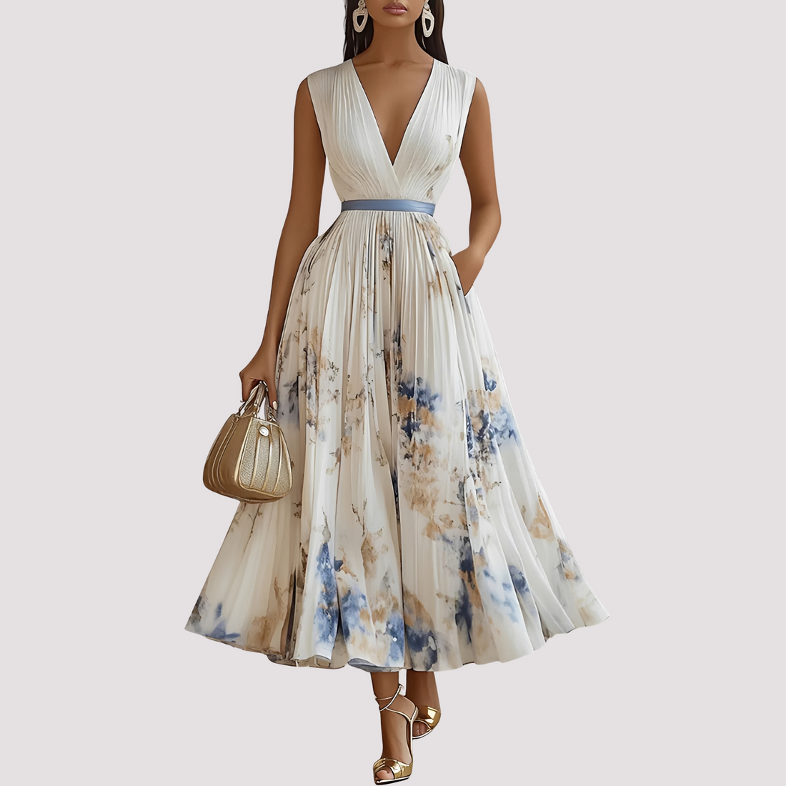 Leah - Midikleid mit Blumenmuster und langen Ärmeln