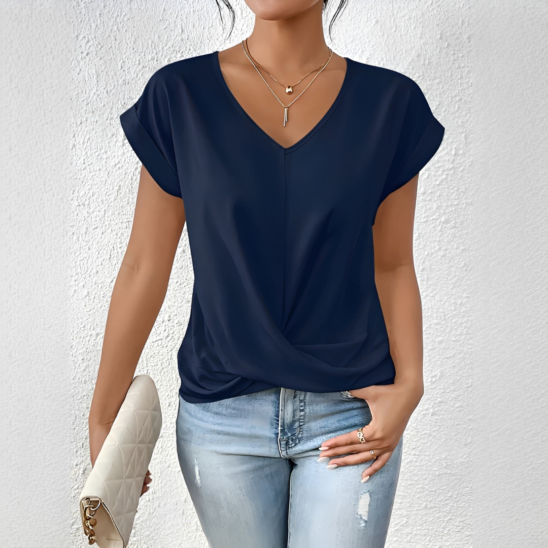Velanie - Lässiges V-Ausschnitt T-Shirt