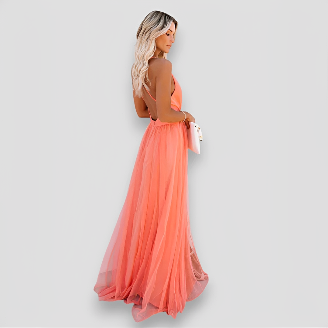 Lidia - Elegantes Maxi-Kleid mit V-Ausschnitt