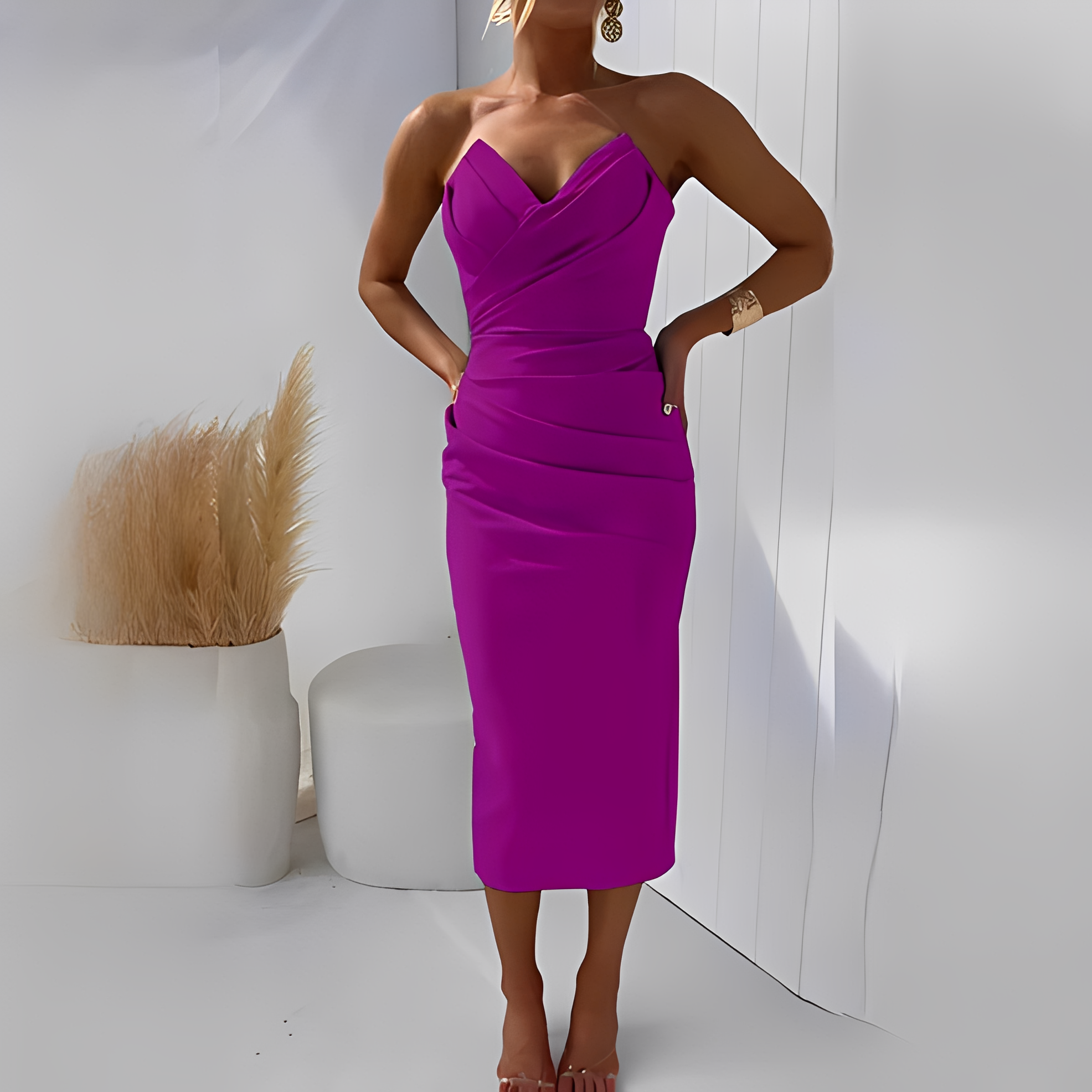 Wanda - Stilvolles schulterfreies Kleid für Damen