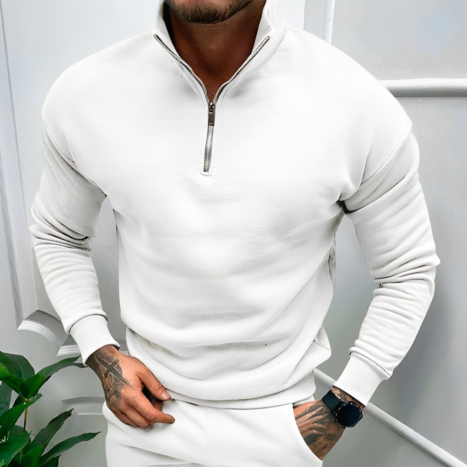 Robbie - Herren-Casualpullover mit halbem Reißverschluss