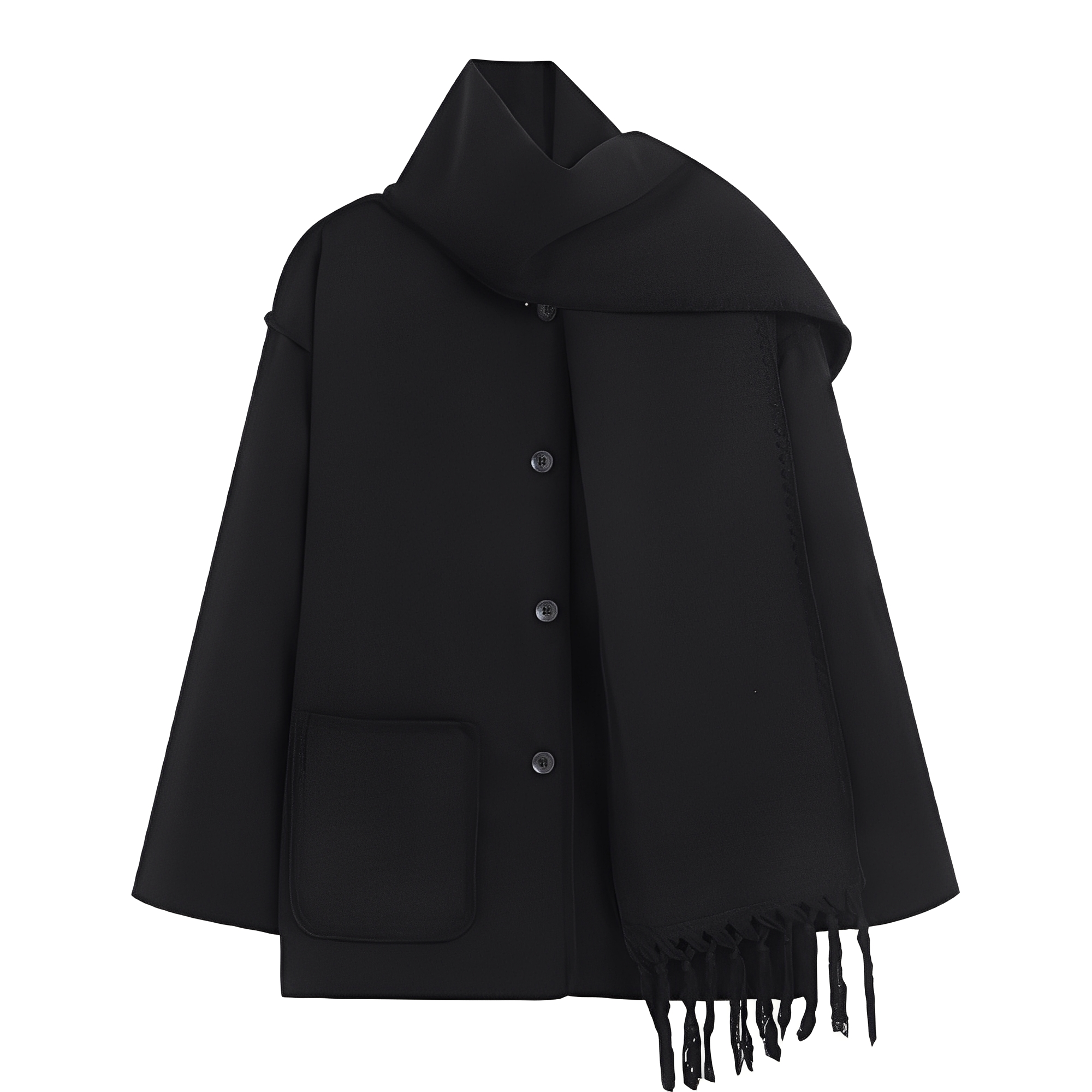 Amilia - Damen-Wolljacke, elegant und lässig geschnitten, mit Schal