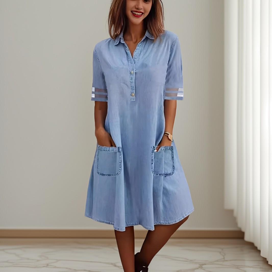 Sandra - Elegantes Jeanskleid mit Seitentaschen für Frauen