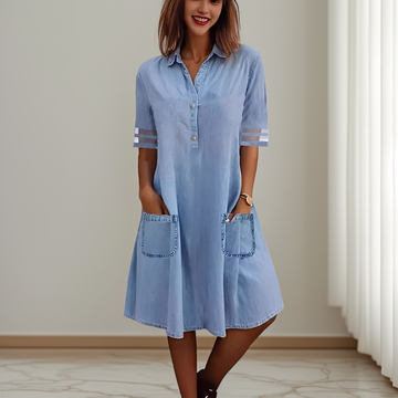 Sandra - Elegantes Jeanskleid mit Seitentaschen für Frauen