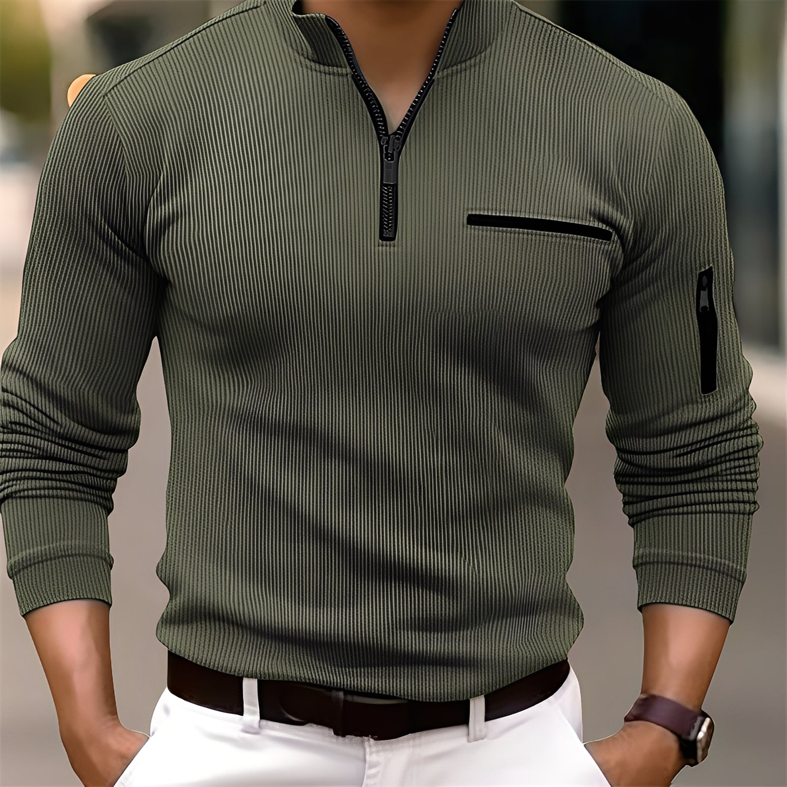 Donovan - Stilvoller Männerpullover mit Streifen und Taschen