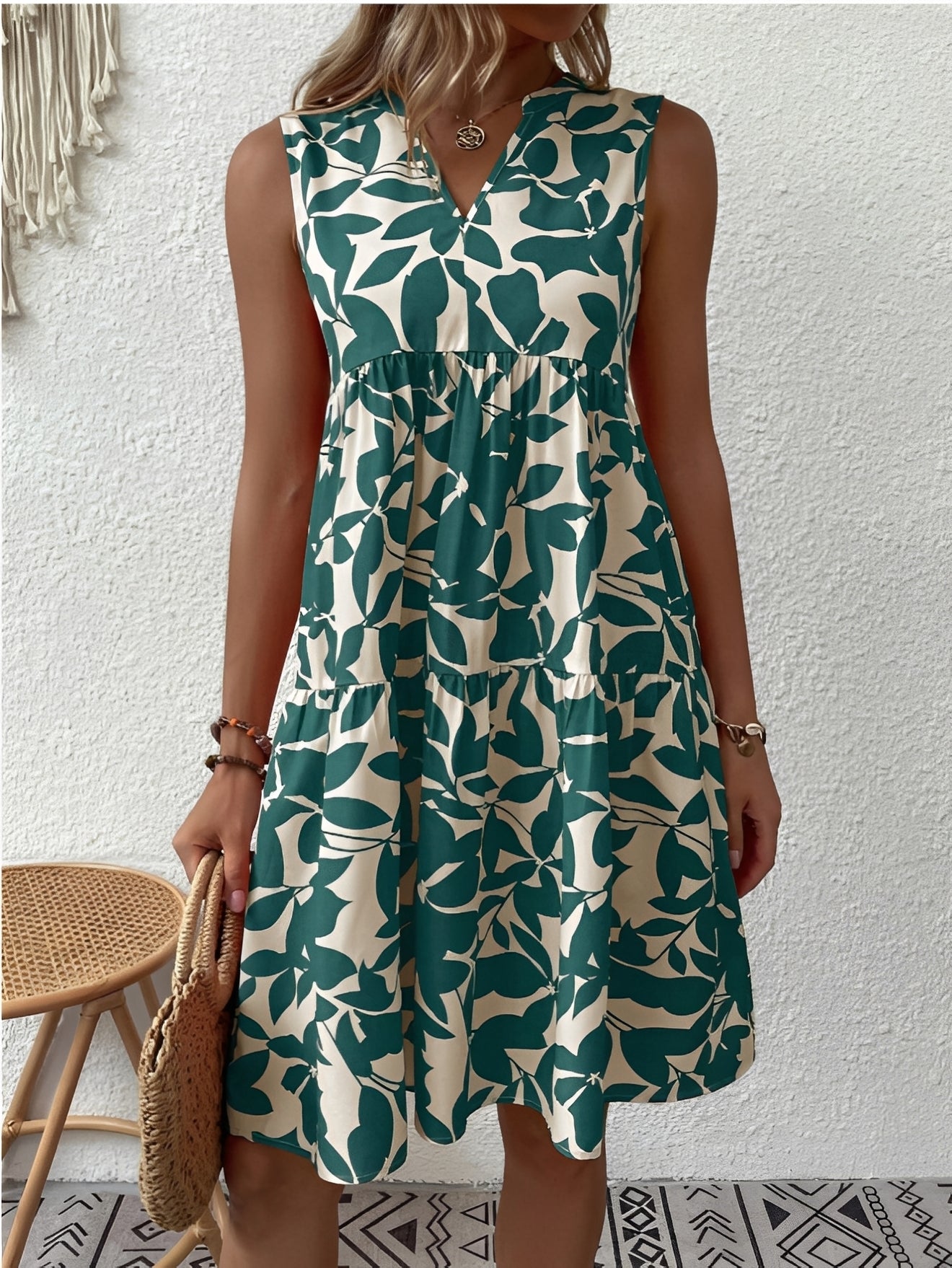 Tianna - Elegantes Kleid mit V-Ausschnitt und Print für Damen