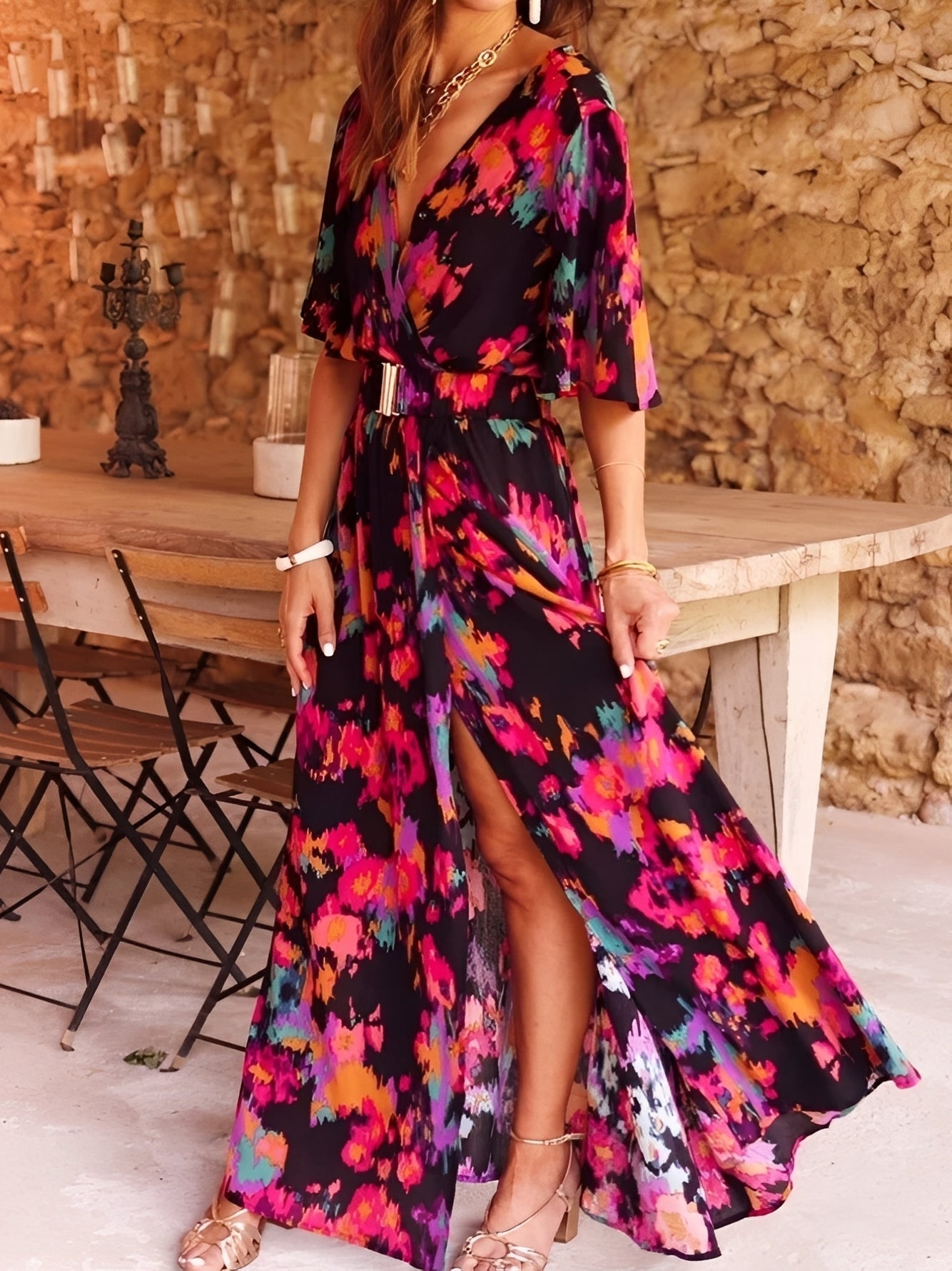 Rina - Elegantes, fließendes Damenkleid