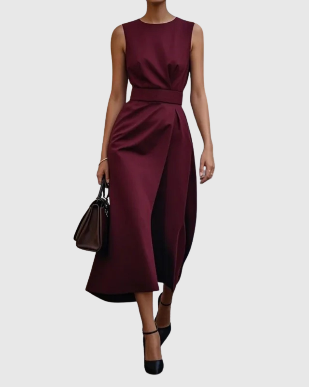 Marguerite – Elegantes Midi-Kleid mit Rundhalsausschnitt