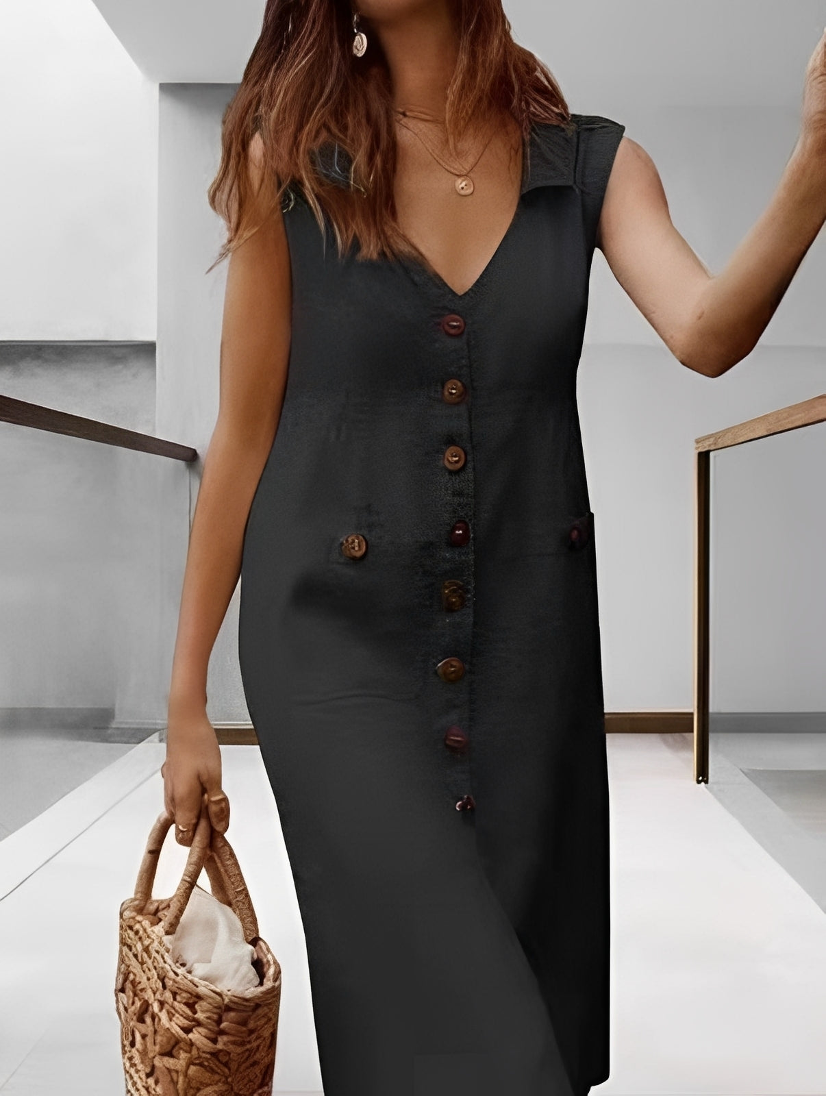Olivia - Elegantes, locker geschnittenes Damenkleid mit Taschen
