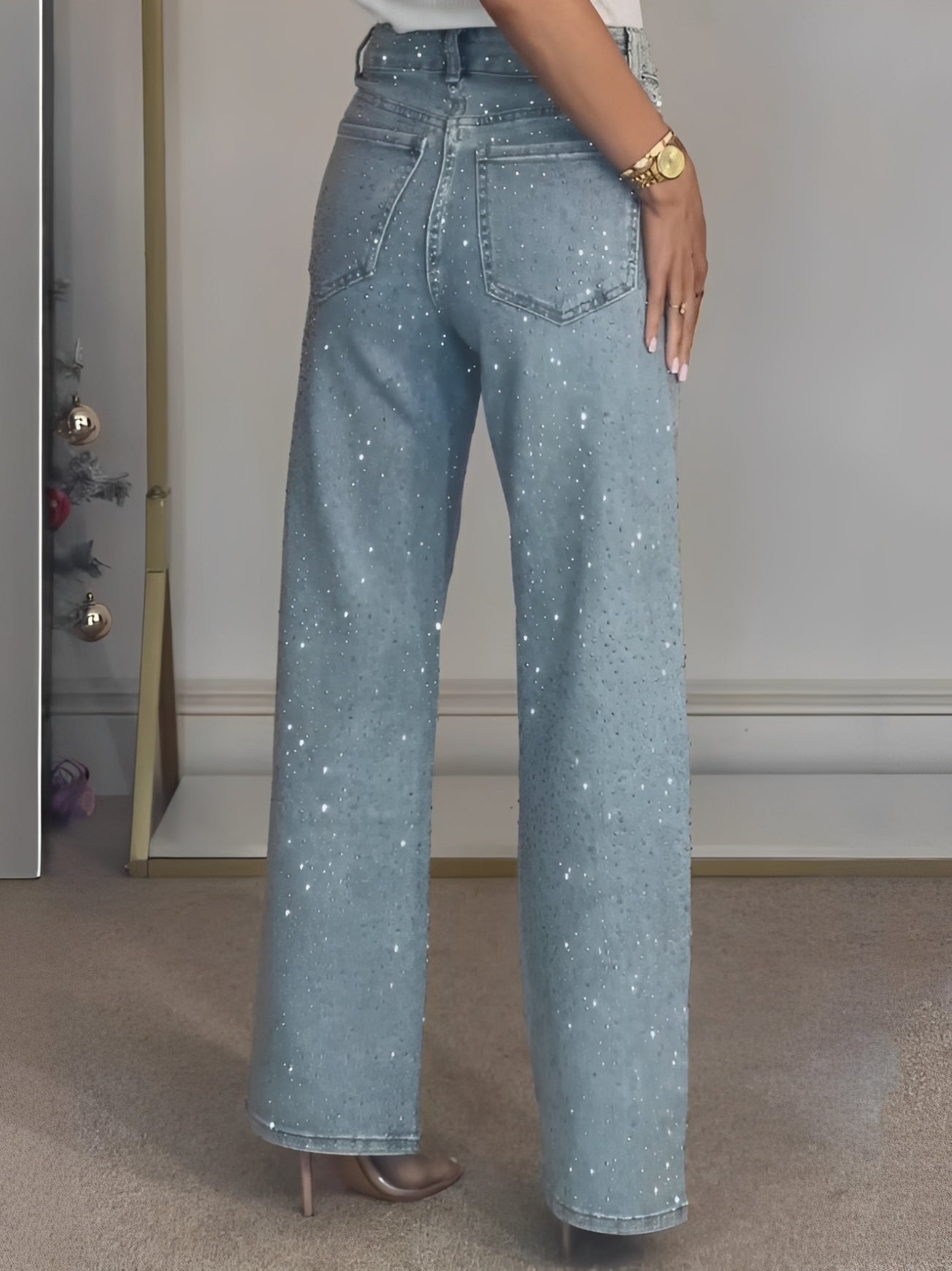 Julia - Glänzende Jeans mit hohem Bund für Frauen