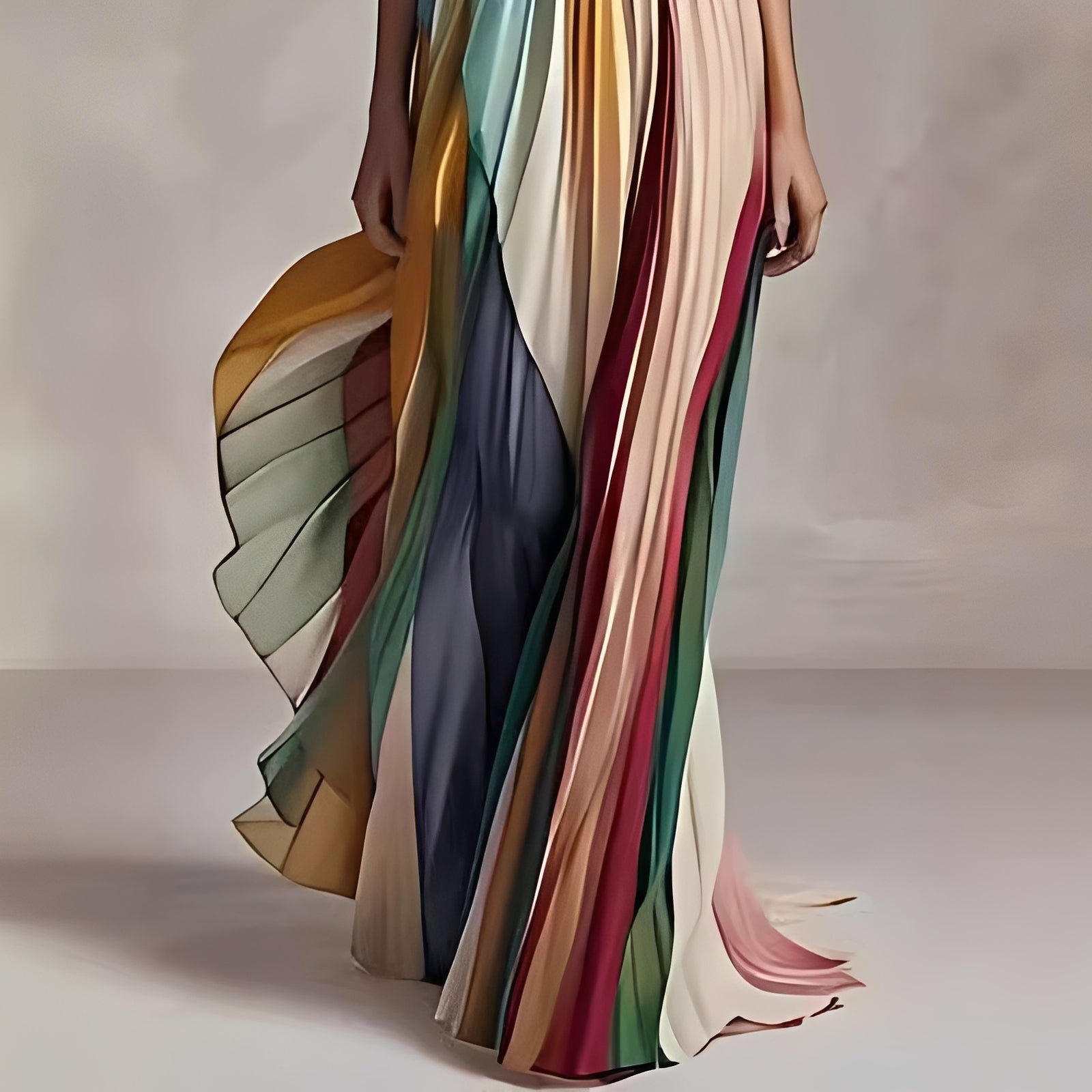 Amelia - Farbiges Swing-Maxikleid für Damen