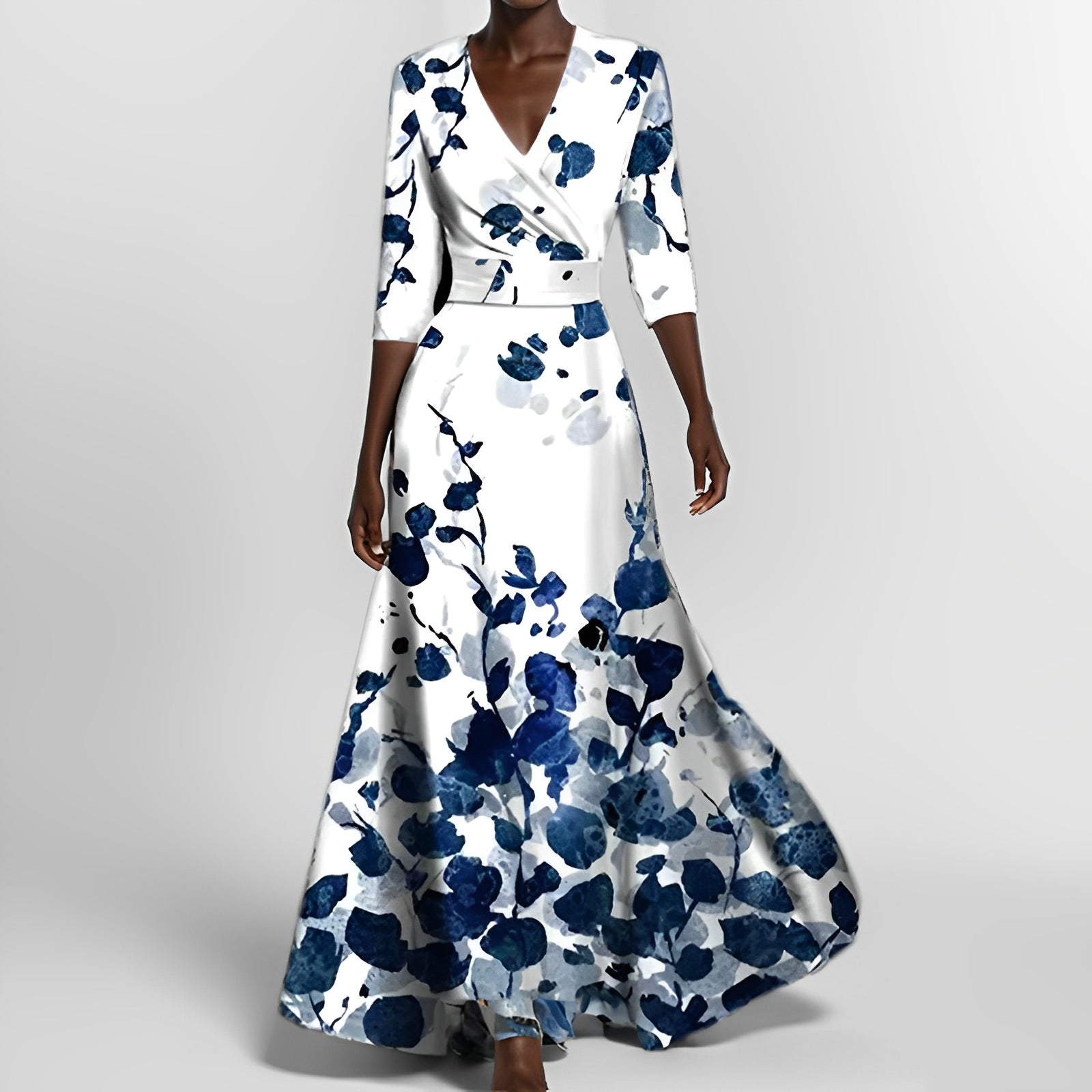 Delores - Maxilanges Blumenkleid mit langen Ärmeln