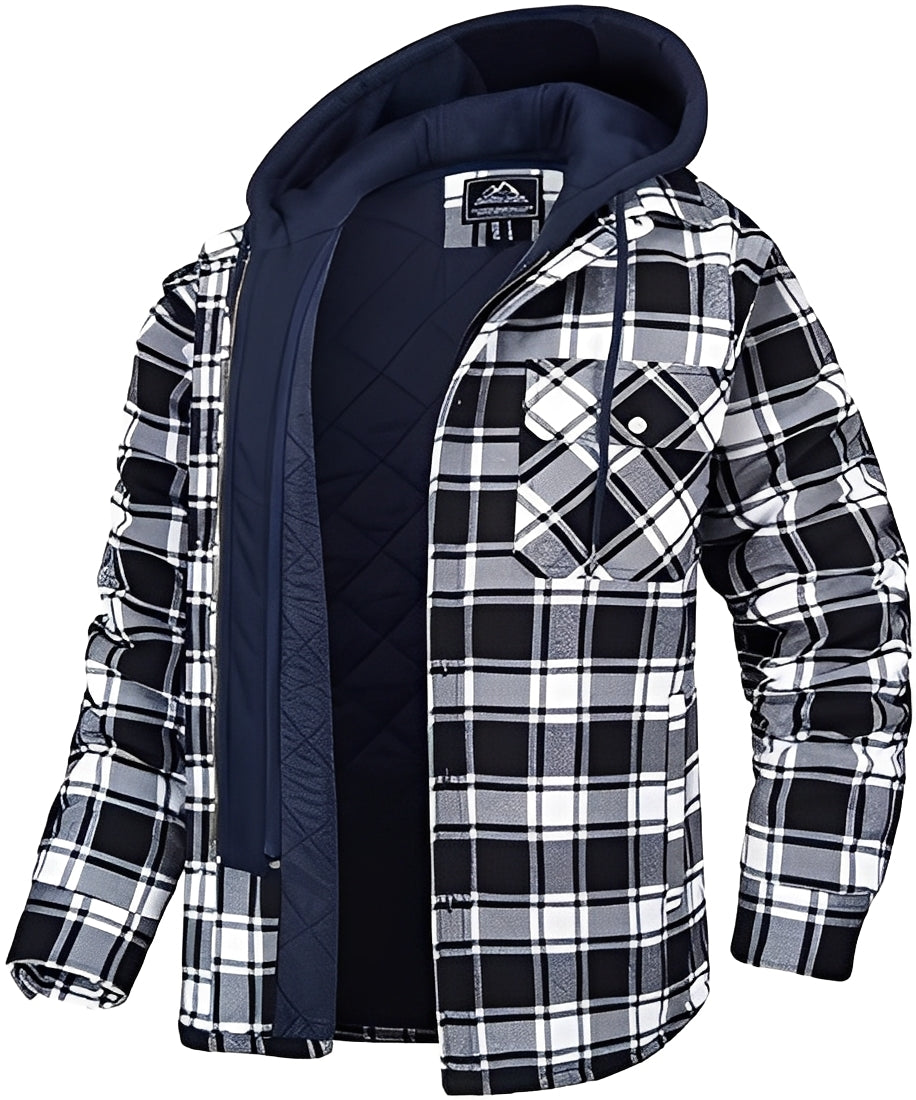 Rodger - Modische Herrenjacke mit Karomuster und Kapuze