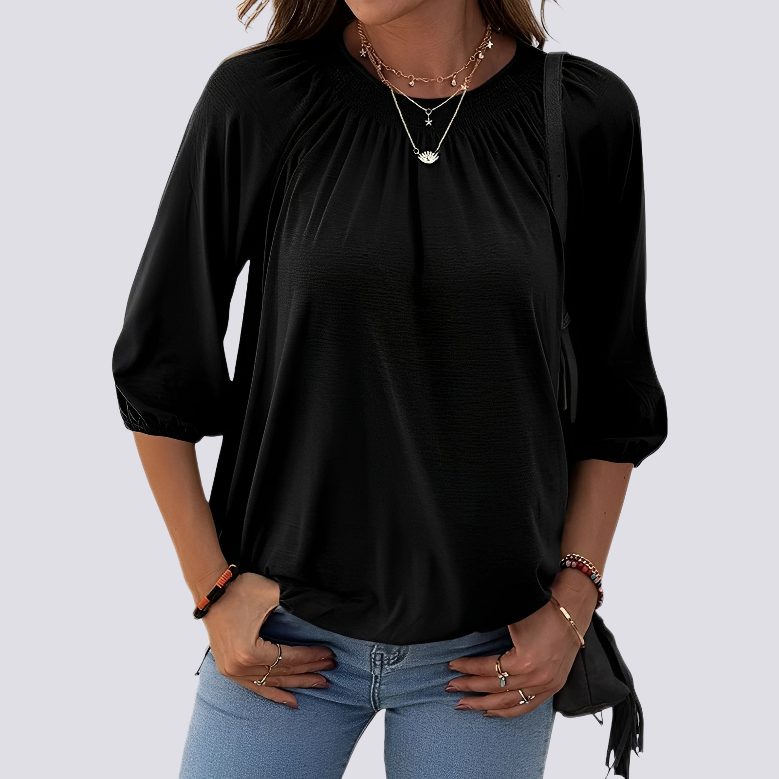 Telsa - Lässige Bluse mit Rundhalsausschnitt für Damen