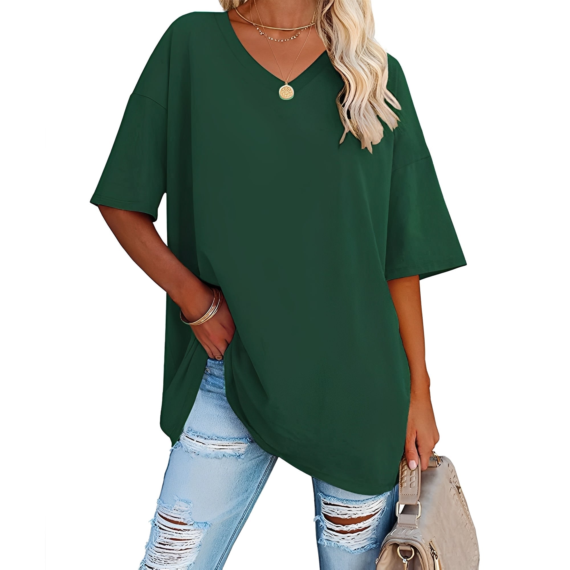 Caroline - Damen-Shirt mit lockerem Schnitt und V-Ausschnitt