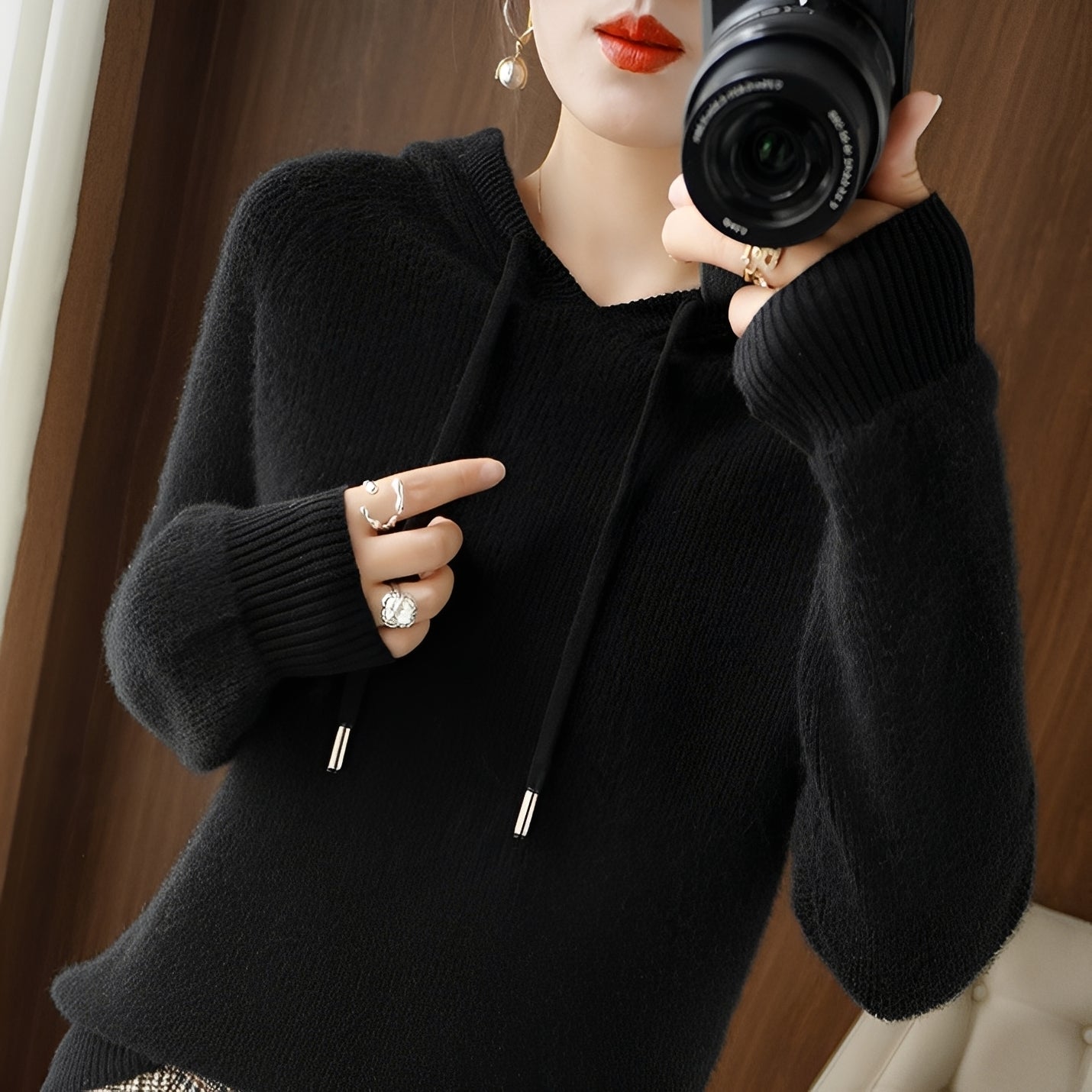 Bonnie - Schicker Wollstrick-Hoodie für Damen