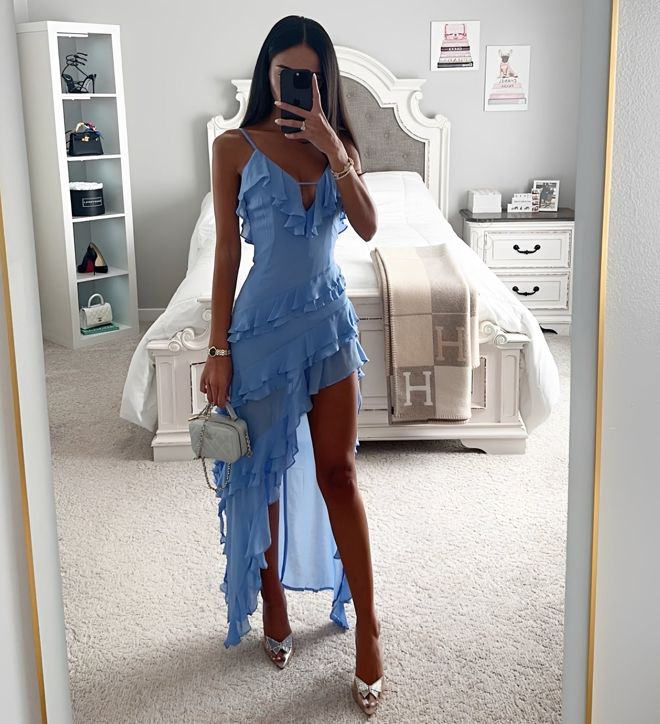Mandi - Damen-Chiffonkleid mit hohem Schlitz und elegantem Flair